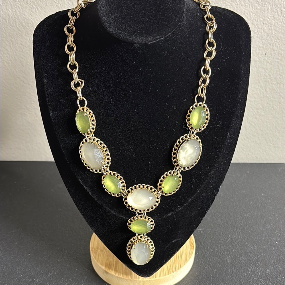 R.J. Graziano Cabochon Drop Statement Gold Tone Classy Elegant Necklace​